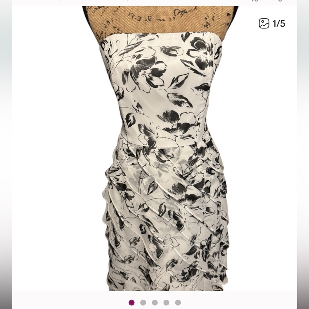 White House Black Market Strapless Black and White Dress